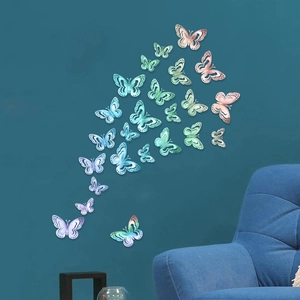 3D metallic hollow butterfly wall stickers in gradient colors for home decor