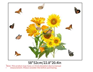 Sunflower and butterfly wall stickers with 58x52cm dimensions and vivid yellow floral details