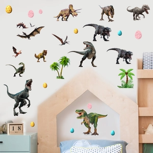 Stickers muraux dinosaures lumineux avec T-Rex et œufs pour décoration chambre enfant