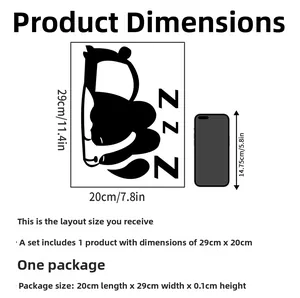 Spécifications détaillées de taille pour sticker mural chiot endormi avec dimensions de 29x20cm