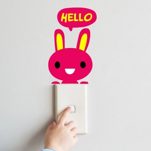 Cartoon Rabbit Hello Switch Sticker PVC Self Adhesive Wall Decal For Bedroom Living Room Light Switch Socket Decor