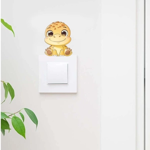 Cute yellow cartoon dinosaur wall sticker for light switch decoration in kids' rooms