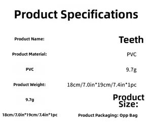 Technical specifications of the PVC tooth wall sticker showing size and weight details