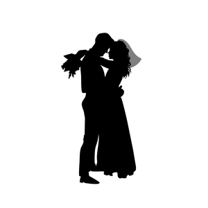 Romantic bride and groom silhouette wall sticker for wedding bedroom decor