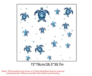 Layout-Details der ozeanblauen Schildkröten-Wandaufkleber mit Maßen 72x78cm für das Badezimmer