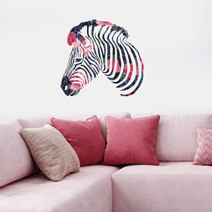Creative Zebra Floral Wall Sticker PVC Self Adhesive Removable Decal For Living Room Bedroom Modern Home Decor Art Mural