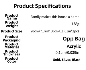Macro view of 0.1cm acrylic family wall stickers in gold silver and black options