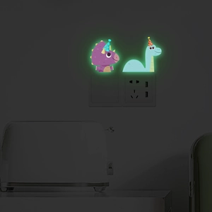 Glow in the dark dinosaur light switch stickers for kids bedroom wall decoration