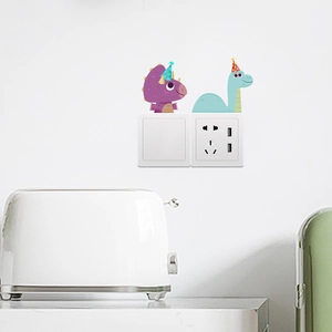 Luminous cartoon dinosaur wall stickers for light switches in a cozy home setting