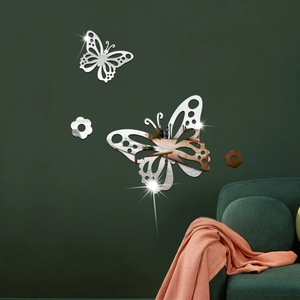 Stickers muraux papillon creux en acrylique miroir pour décoration de salon moderne