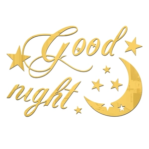 Gouden acryl spiegel muurstickers met 'Good night' tekst en ster maan decoratie set