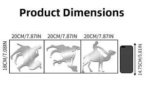 Mirror acrylic camel wall stickers size guide with 20cm width and 18cm height dimensions