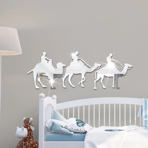 Three-piece camel rider silhouette mirror acrylic wall stickers for modern home decor