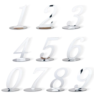 Modern Silver Mirror Acrylic Table Numbers For Wedding Banquet Party Standing Desktop Number Signs Ornament Home Decoration