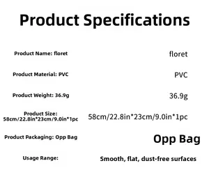 Detailed PVC floral wall sticker product specifications with dimensions 58x23cm for smooth surfaces