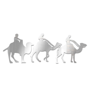 Three-piece set of camel silhouette mirror wall stickers made of acrylic for home decor