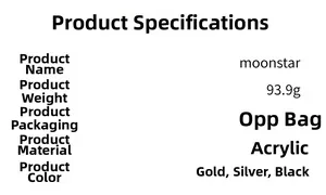 Detailed product specifications for acrylic moon and star mirror wall stickers