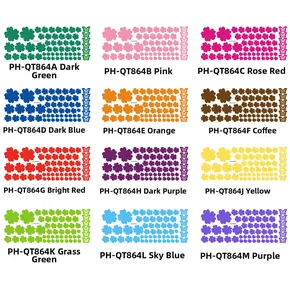 Detailed set of floral and butterfly decorative stickers in 12 vibrant color variations