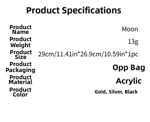 Specifiche dettagliate degli adesivi murali acrilici Moon con dimensioni 29x26,9cm e colori