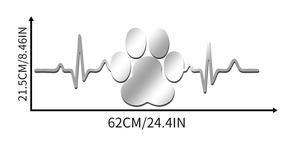 Sticker mural acrylique miroir patte de chat et battement de coeur 62cm par 21,5cm