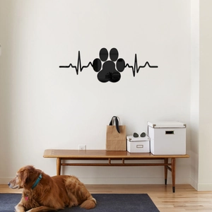 Sticker mural miroir en acrylique avec patte de chien et ligne de battement pour décoration