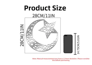 Tabella taglie per adesivo murale luna e stelle in acrilico 28cm con scala cellulare