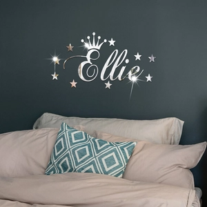 Mirror Acrylic Wall Stickers Crown Stars Alphabet Pattern Self-Adhesive Removable 3D Wall Art Mural For Home Room Decor