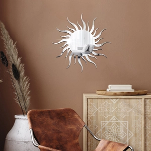 Modern sunburst acrylic mirror wall sticker for living room and bedroom home decoration