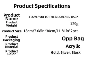 Detailed size and material specifications for acrylic moon and star mirror wall stickers