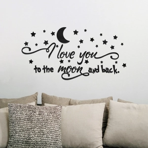 3D acrylic wall stickers with Moon Stars and I Love You To The Moon And Back text