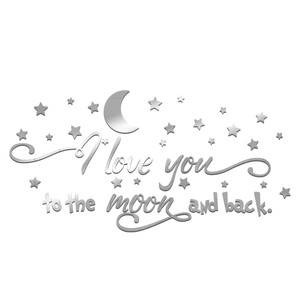 Acrylic moon and stars mirror wall stickers with I love you to the moon and back text