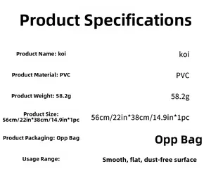 Detailed specifications for koi fish wall decal listing PVC material and product dimensions