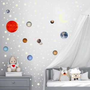 Stickers muraux système solaire fluorescents avec planètes et étoiles pour chambre enfant
