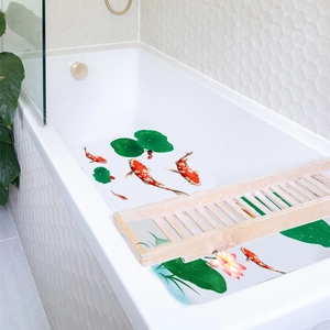 Waterproof koi fish and lotus flower decals for bathtub and wall bathroom decoration