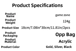 Detailed specifications for Game Zone acrylic mirror wall stickers showing sizes and colors