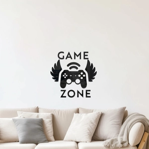 3D mirror acrylic game zone wall sticker with wings and controller for living room decor
