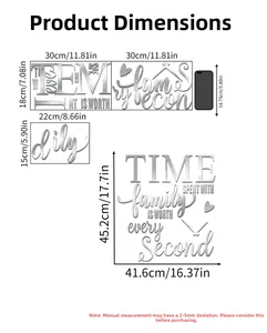 Tableau détaillé des tailles pour sticker mural miroir acrylique 3D avec dimensions