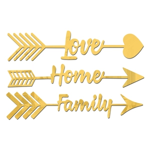 Detailed close-up of mirror gold acrylic wall stickers with Home Family and Love text