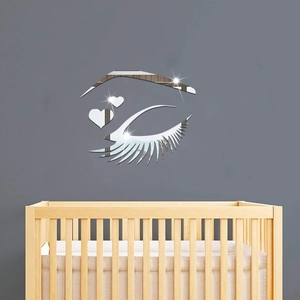 Acrylic mirror wall stickers with eyes and hearts design for nursery bedroom decor