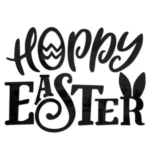Macro detail of Hoppy Easter mirror acrylic wall sticker with rabbit ear design