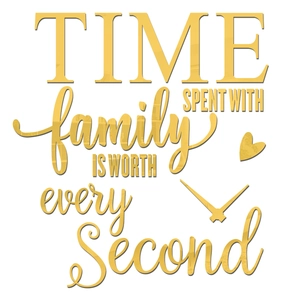 Détail de l'autocollant mural en acrylique doré avec citation sur la famille