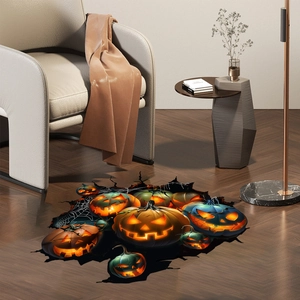 Pegatinas de pared 3D de calabazas de Halloween con telarañas para decoración festiva
