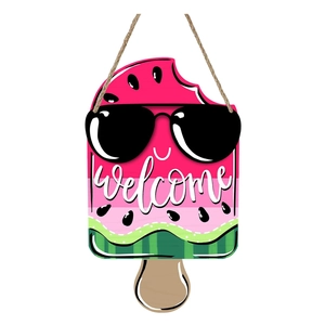 Summer Watermelon Popsicle Wooden Welcome Sign Modern Minimalist Sunglasses Design Outdoor Hanging Porch Decoration Home Wall Art Gift