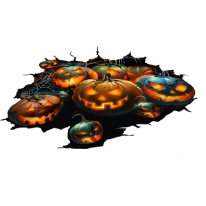 Pegatinas de pared 3D de Halloween con calabazas brillantes y efecto de pared agrietada