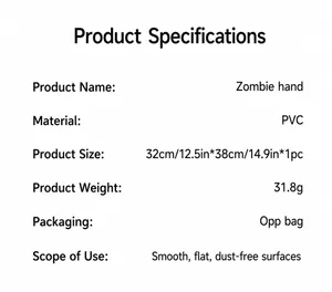 Especificaciones del adhesivo de pared Halloween mano zombie PVC dimensiones 32x38cm detalles