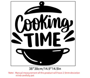 Detailed view of the Cooking TIME kitchen wall sticker with pan silhouette and 38x38cm size