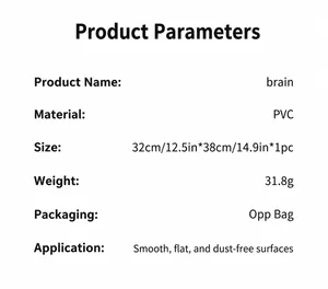 Detailed specifications for Halloween brain PVC wall decal measuring 32x38cm in OPP bag