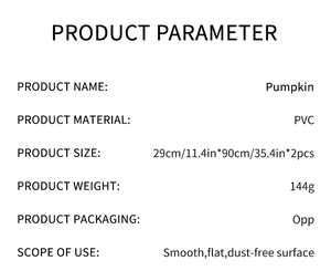 Detailed specifications for Halloween pumpkin PVC wall stickers, 29x90cm dimensions