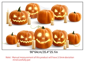 Detail view of Halloween pumpkin stickers with dimensions 90x64cm for home wall decor