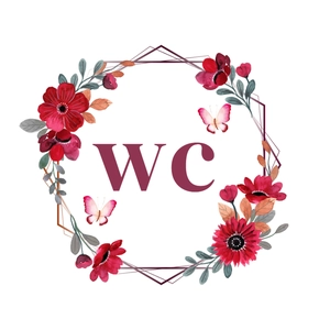 Watercolor floral wreath wall sticker for bathroom decor with red flowers and WC text